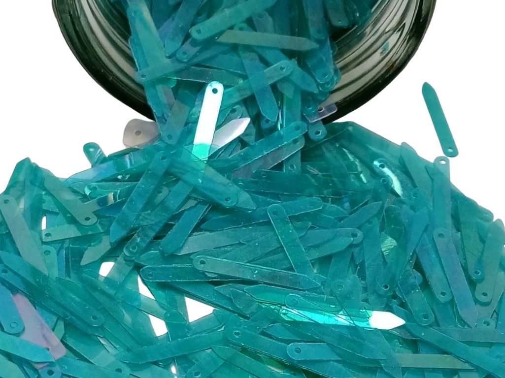 Teal Blue Elongated One Hole Plastic Sequins