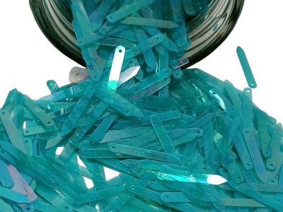 Teal Blue Elongated One Hole Plastic Sequins