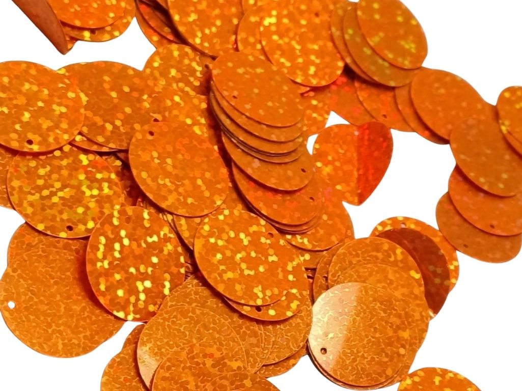 Orange Circular One Hole Plastic Sequins