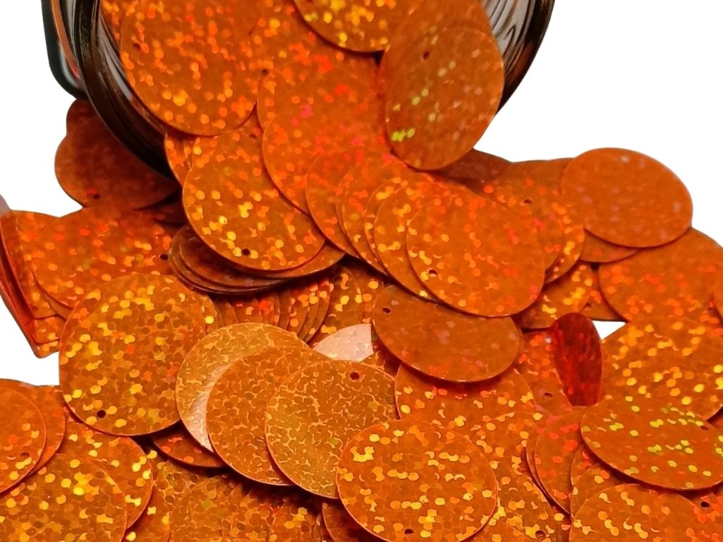 Orange Circular One Hole Plastic Sequins