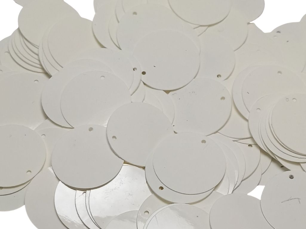White Circular One Hole Plastic Sequins