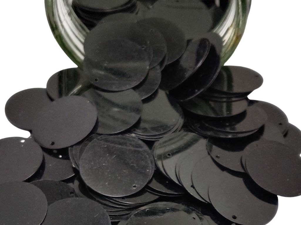 Black Circular One Hole Plastic Sequins