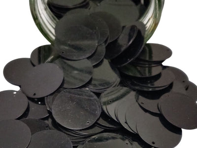 Black Circular One Hole Plastic Sequins