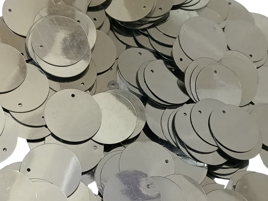 Silver Circular One Hole Plastic Sequins