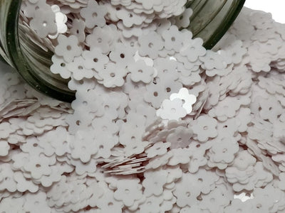 White Flower One Hole Plastic Sequins