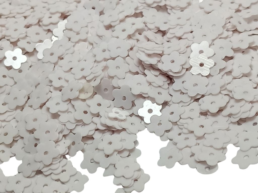 White Flower One Hole Plastic Sequins