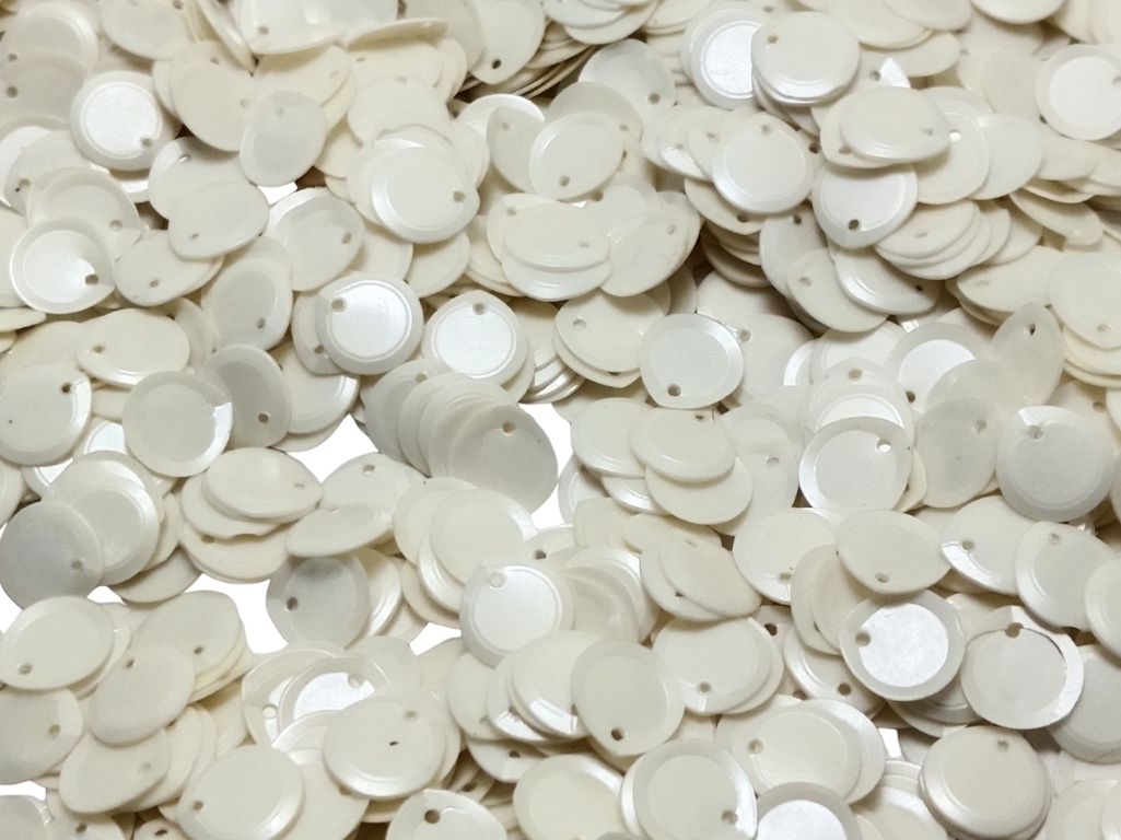 Off White Circular One Hole Plastic Sequins