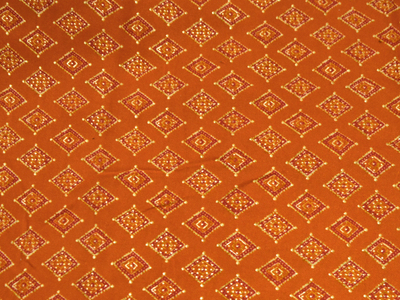 Orange Diamond Printed Semi Pashimna Woolen Fabric