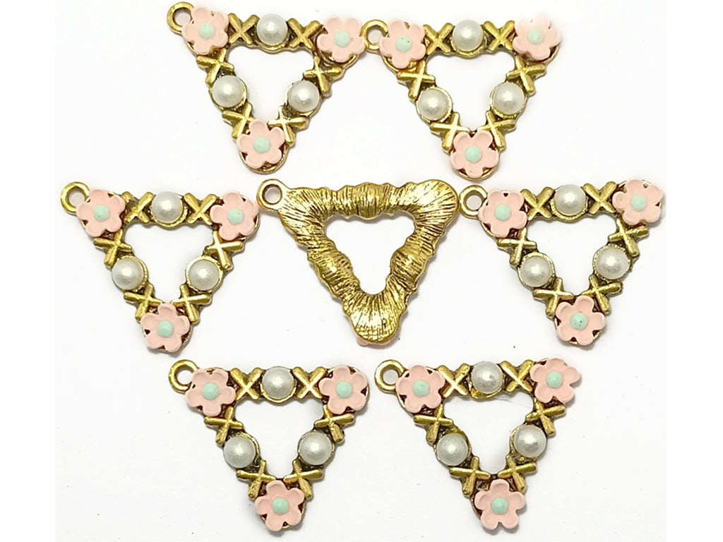 Multicolor Triangular Plastic & Metal Charms