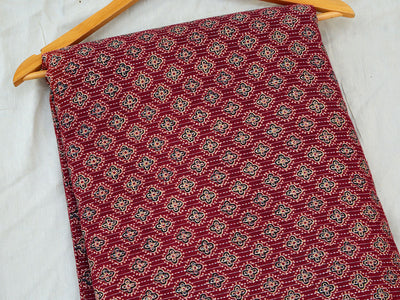 Red Floral Pure Cotton Kantha Fabric