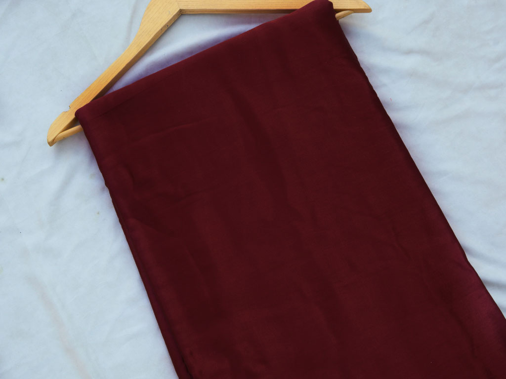 Dark Brown Plain Pure Viscose Gaji Silk Fabric (Wholesale)