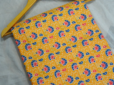 Mustard Yellow Floral Pure Cotton Fabric