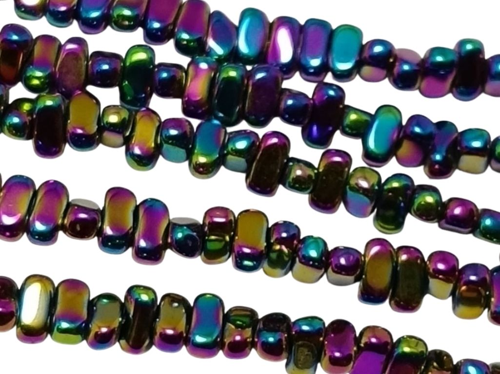 Metallic Multicolour Oblong Haemetite Metal Beads