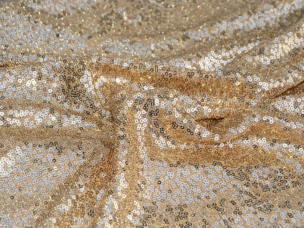 Royal Golden Plain Sequins Embroidered Net Fabric