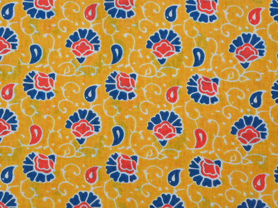 Mustard Yellow Floral Pure Cotton Fabric