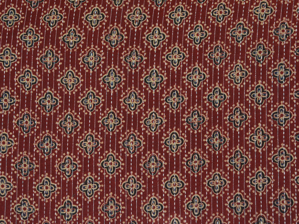 Red Floral Pure Cotton Kantha Fabric