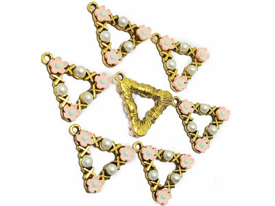 Multicolor Triangular Plastic & Metal Charms