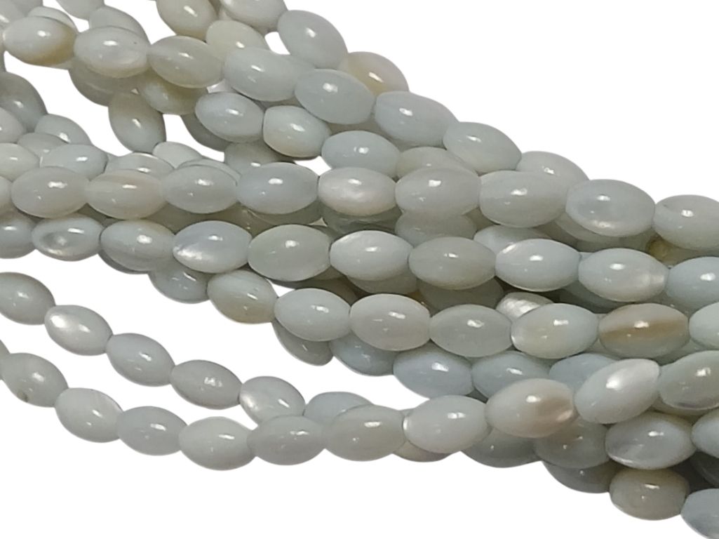 Gray Pval Glossy Mother of Pearl Beads