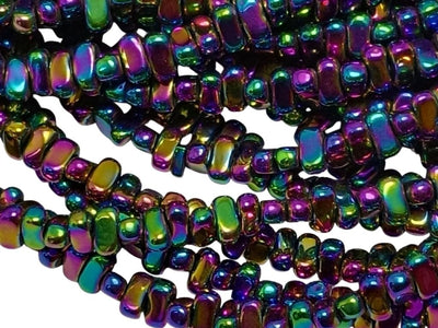 Metallic Multicolour Oblong Haemetite Metal Beads
