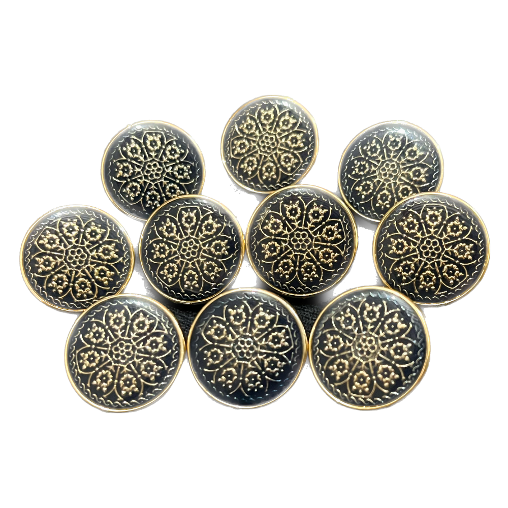 Blue & Golden Circular Designer Metal Buttons