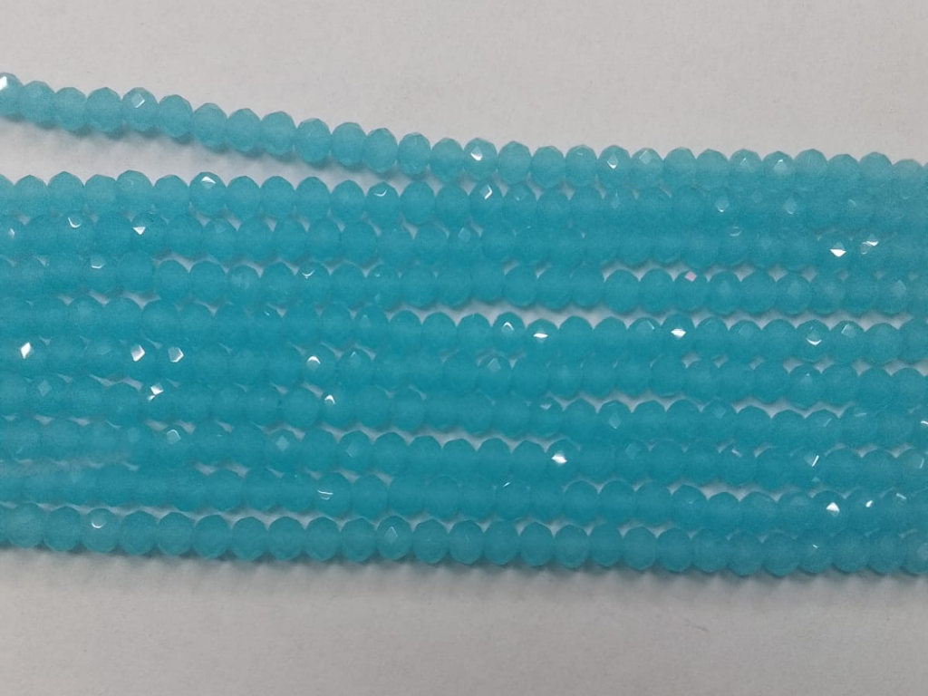 Light Aqua Blue Tyre Crystal Glass Beads (Wholesale