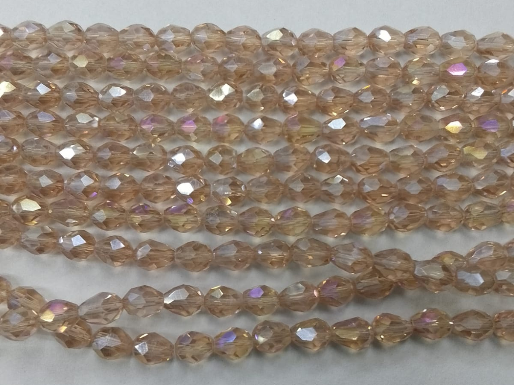 Pastel Pink Rainbow Drop Crystal Glass Beads