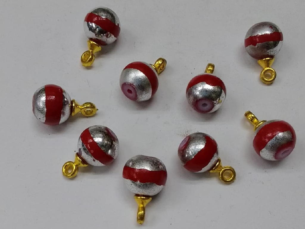 Red & Silver Plastic Loreal Beads