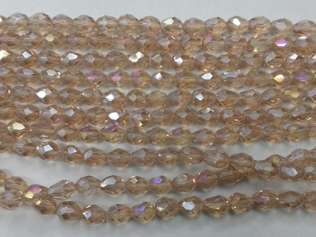 Pastel Pink Rainbow Drop Crystal Glass Beads (Wholesale)