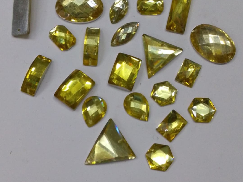 Light Golden Assorted 2 Hole Plastic Stones