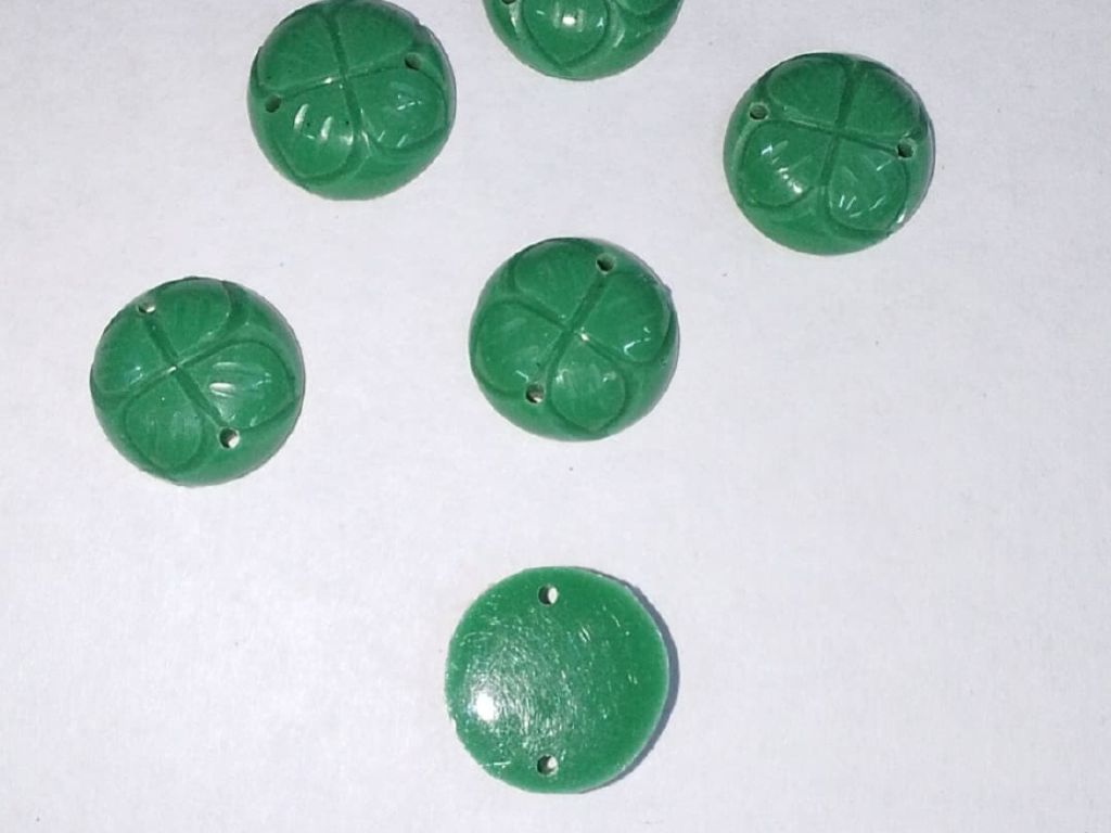 Green Designer Round 2 Hole Plastic Stones