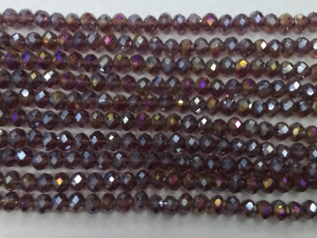 Purple Rainbow Tyre Crystal Glass Beads (Wholesale