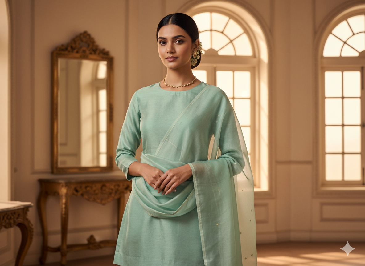 Pastel Mint Green Plain Malai Satin Fabric