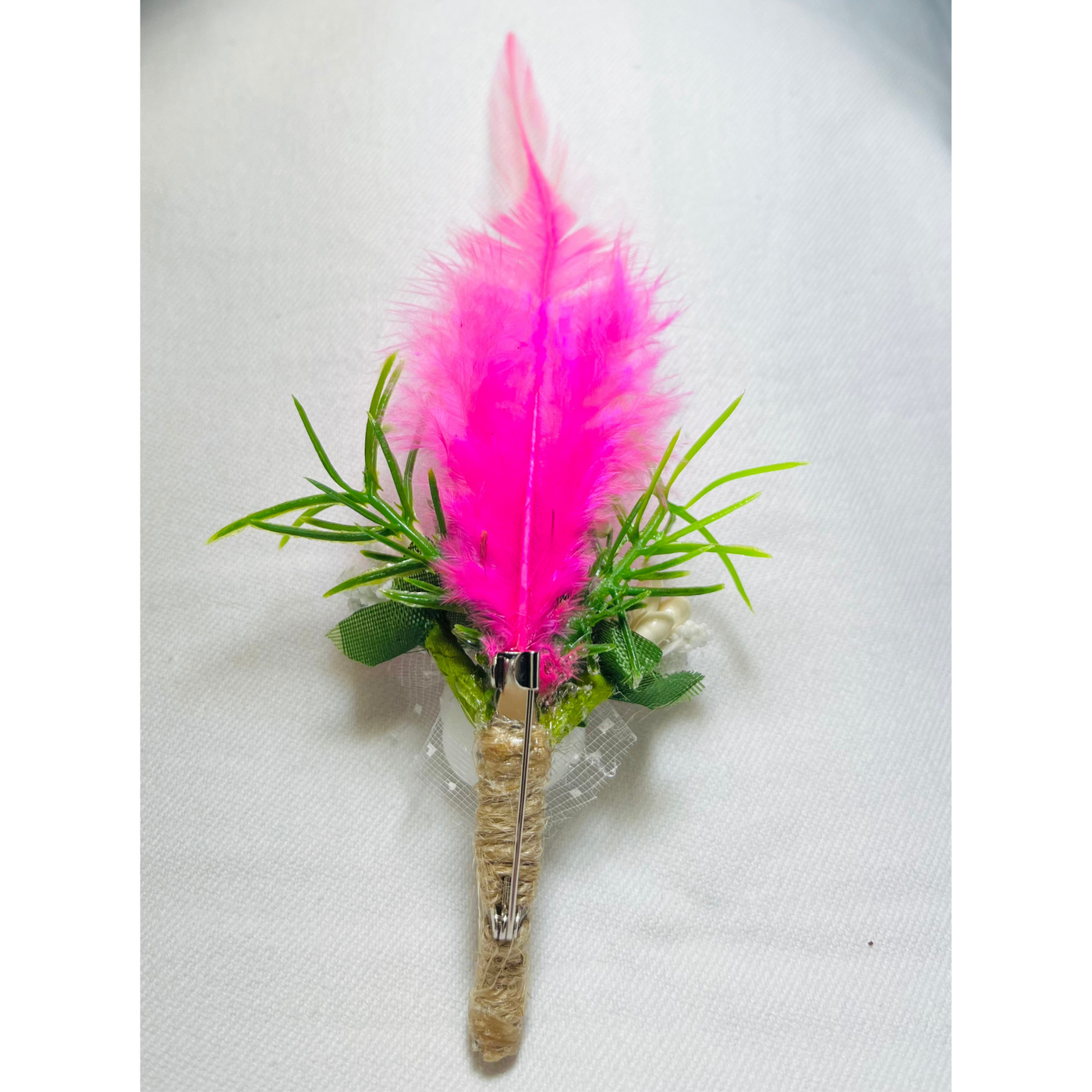 Pink & White  Faux Feather Flower Brooch ( Wholesale )