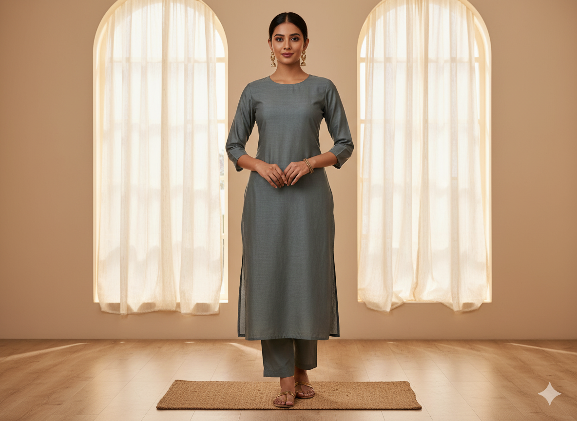 स्टील सिल्वर प्लेन ग्लेज्ड कॉटन फ़ैब्रिक