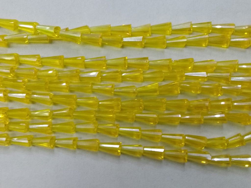 Deep Yellow Conical Crystal Glass Beads (Wholesale)