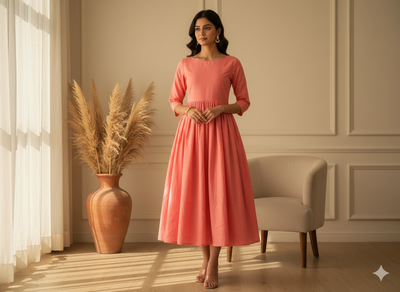 Pink Plain 100% Pure Mul Mul Cotton