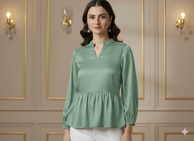 Pastel Mint Green Plain Malai Satin Fabric