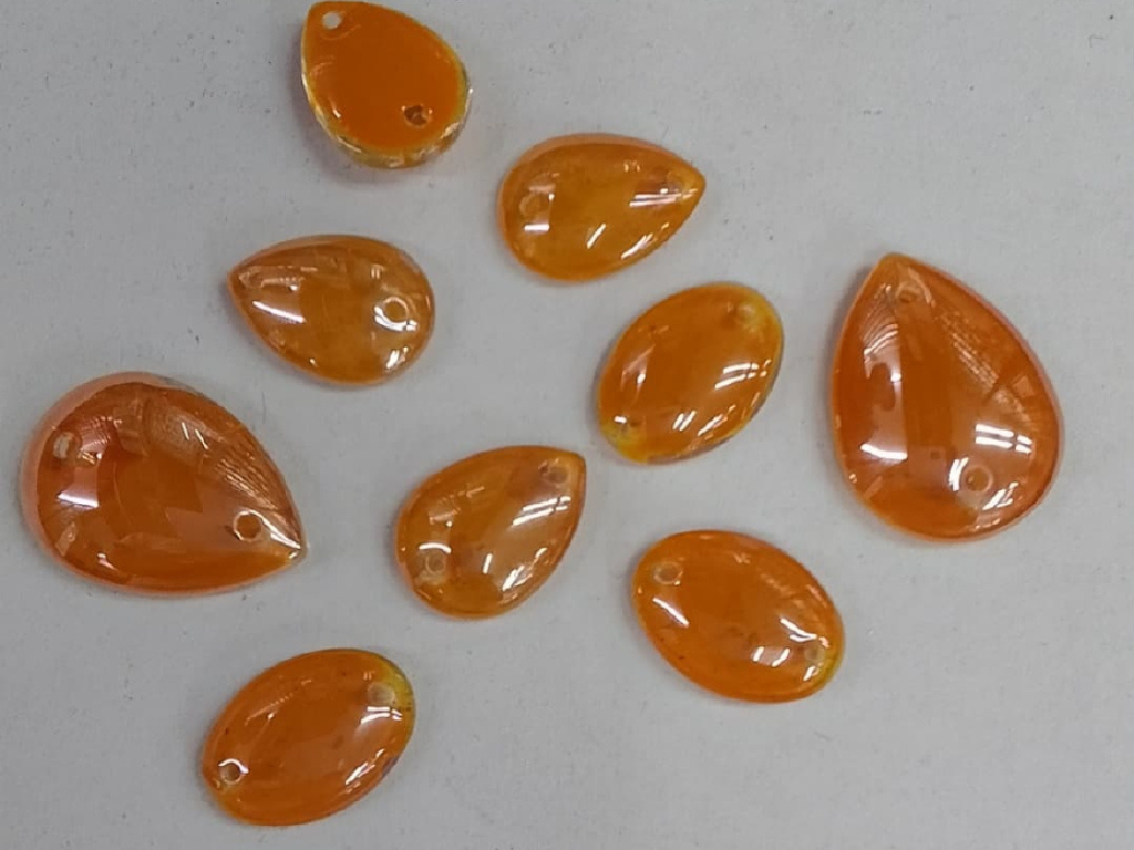 Orange Assorted 2 Hole Glass Stones