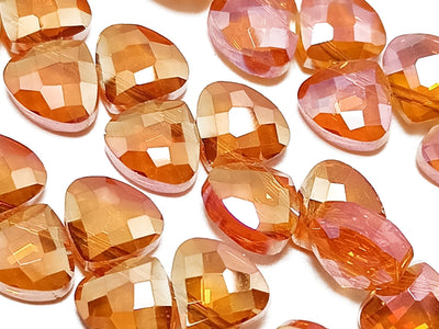 Orange Transparent Triangular Shaped Top Hole Crystal Beads