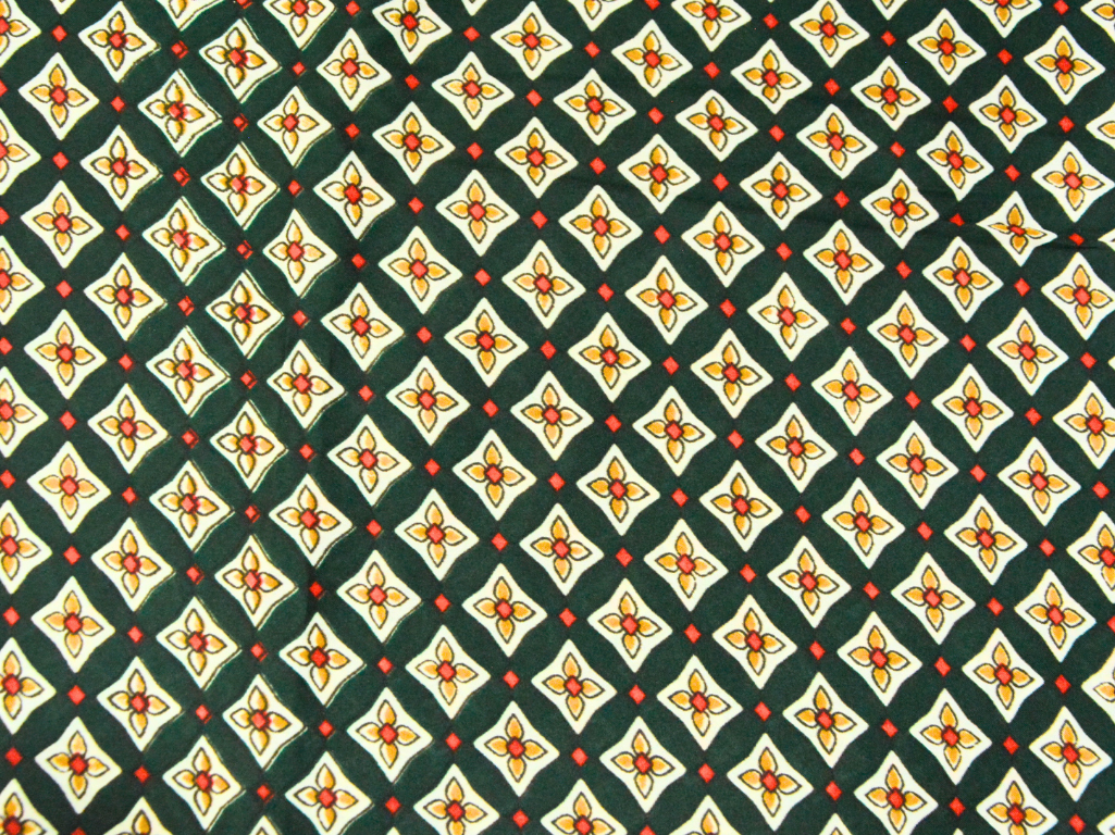 Dark Green Diamond Digitally Printed Butter Crepe Fabric