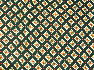 Dark Green Diamond Digitally Printed Butter Crepe Fabric