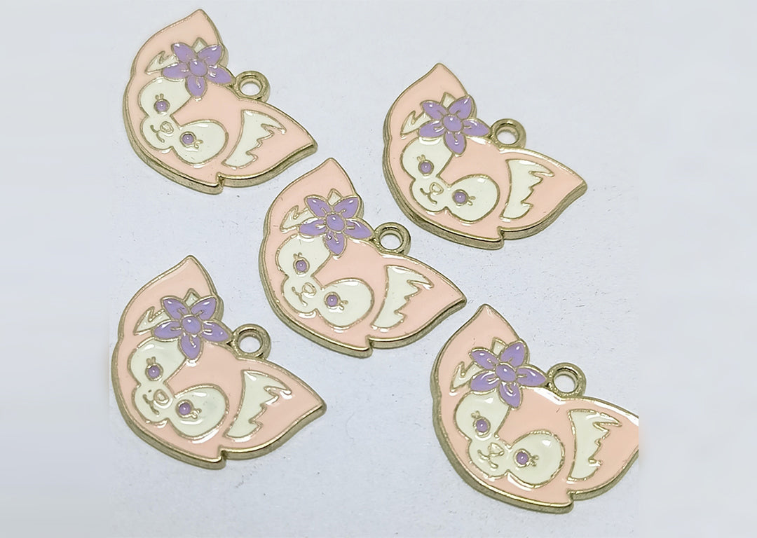 Light Pink & White Cat Enamel Charms