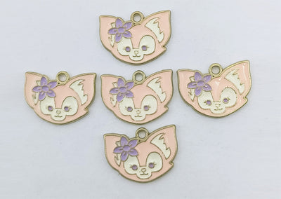 Light Pink & White Cat Enamel Charms