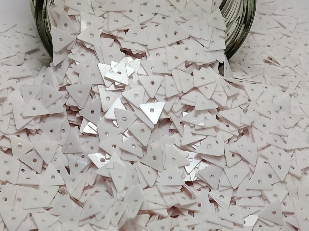 White Triangular One Hole Plastic Sequins