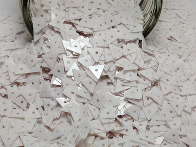 White Triangular One Hole Plastic Sequins