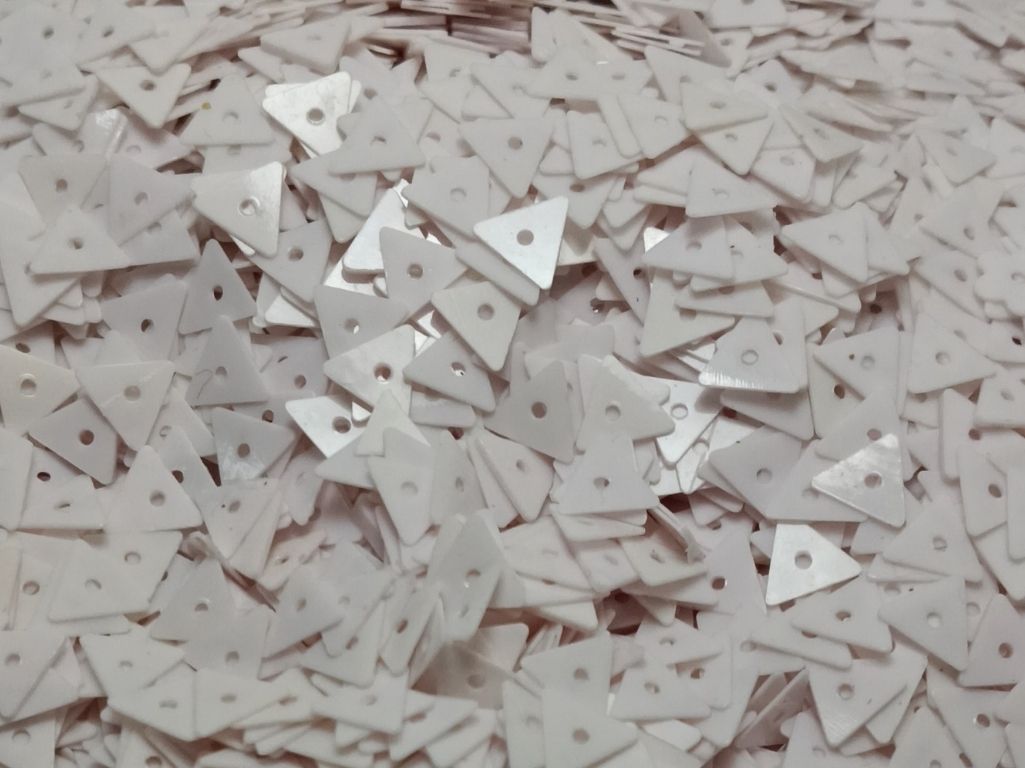 White Triangular One Hole Plastic Sequins
