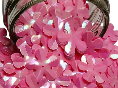 Pink Flower One Hole Plastic Sequins