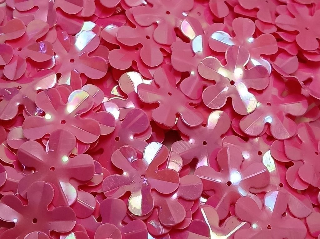 Pink Flower One Hole Plastic Sequins