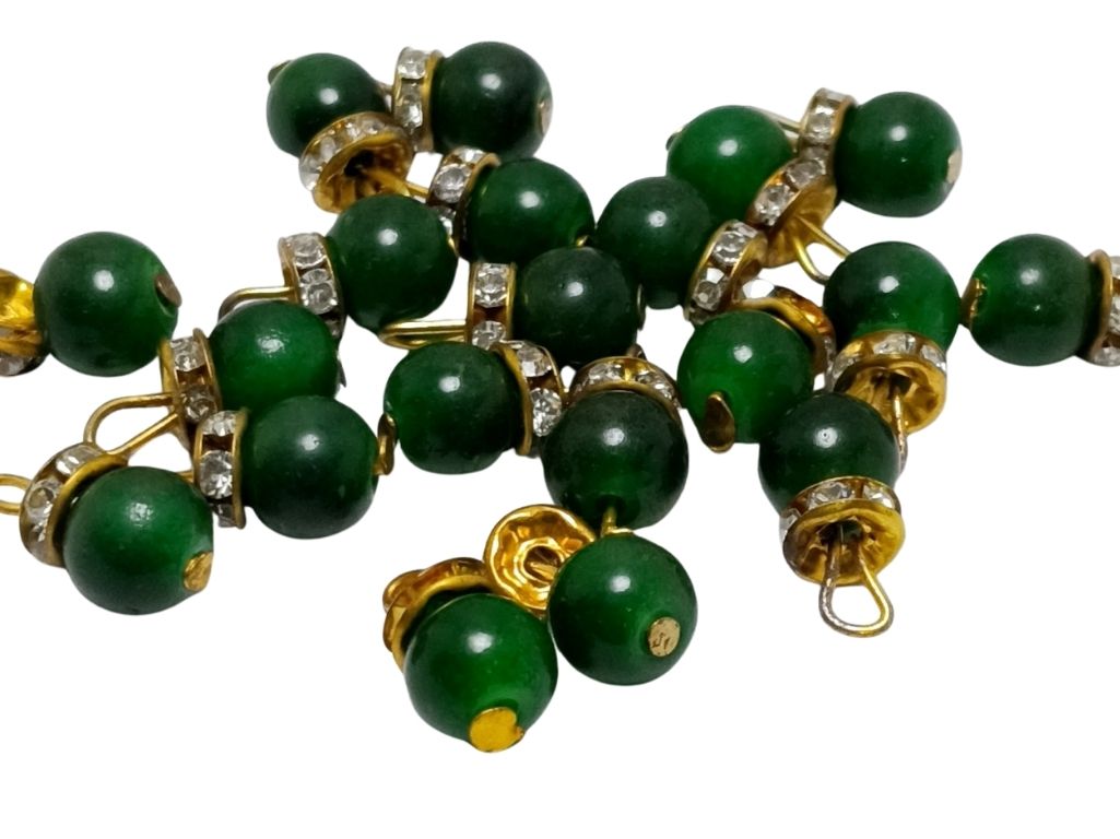 Dark Green Spherical Loreal Glass Beads
