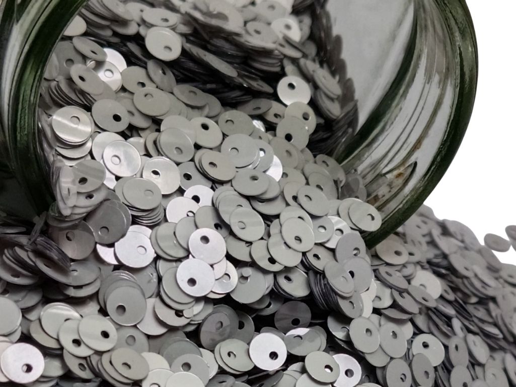 Silver  Circular One Hole Plastic Sequins